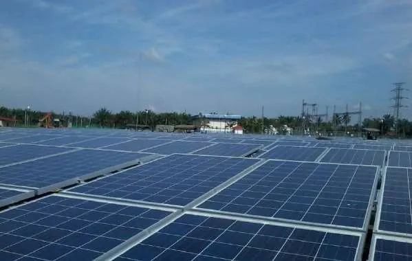 Large ground-mounted solar panel field at 2.5MW PV farm, Hutan Melintang, Perak